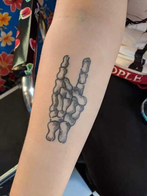 Rock on Skeleton Hand Faux Tattoo Stencil