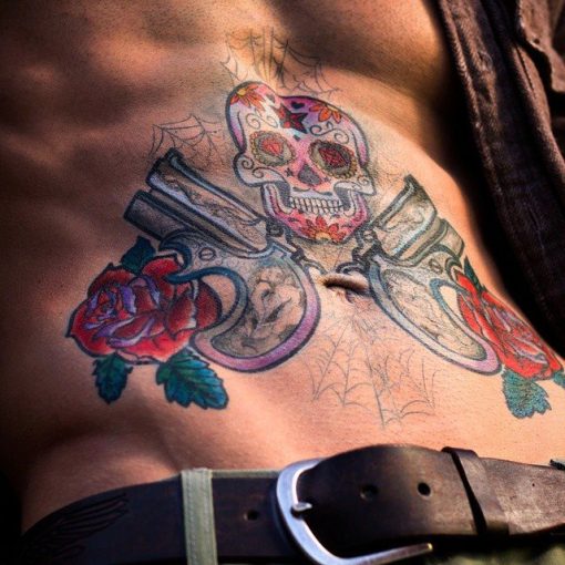 Derringer and Rose Airbrush Tattoo Stencils