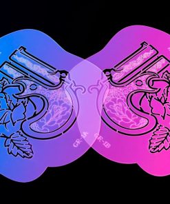 Neo Traditional Derringer and Rose Airbrush Tattoo Stencil Set