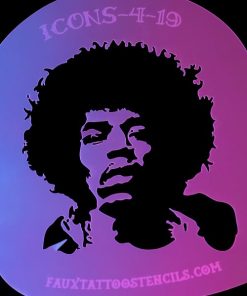 Jimi Hendrix Airbrush Tattoo Stencil