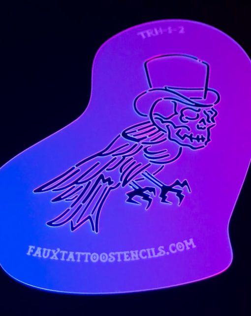 Neo Traditional Skull Crow Airbrush Stencil