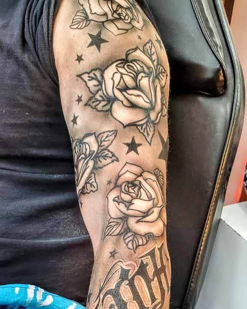Faux Tattoo Stencils Roses ROS Sleeve Example